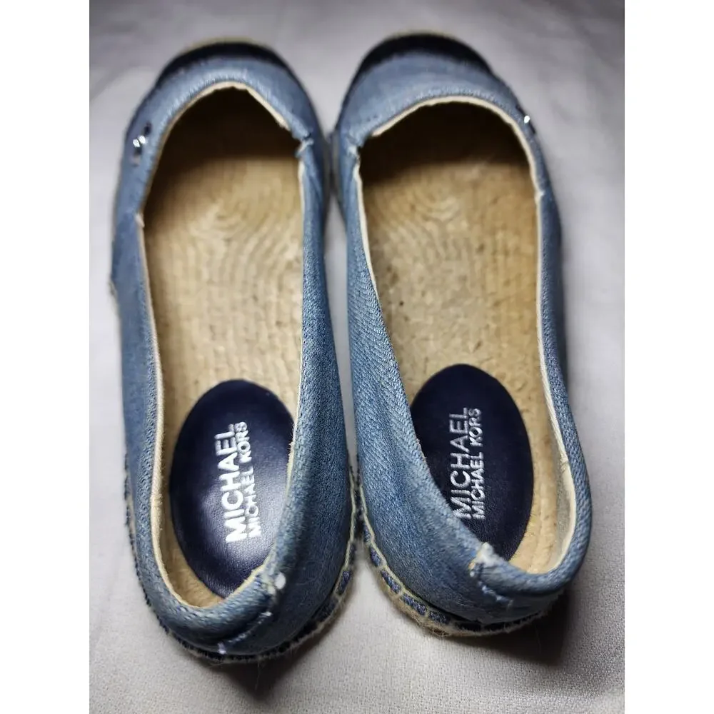 MICHAEL Michael Kors Blue Hastings Denim Espadrilles Slip On Size 6